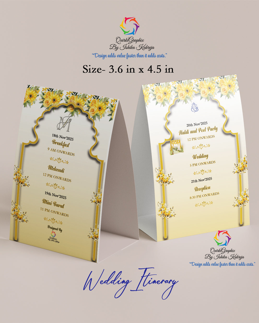 Floral Arch Wedding Itinerary Table Tent (4 Pages)