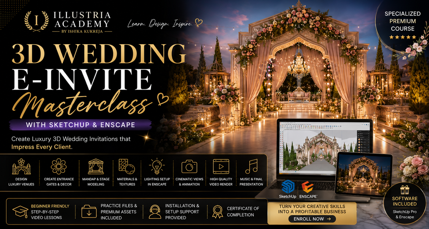 Sketchup + Enscape Course for 3D Wedding E-Invite Masterclass