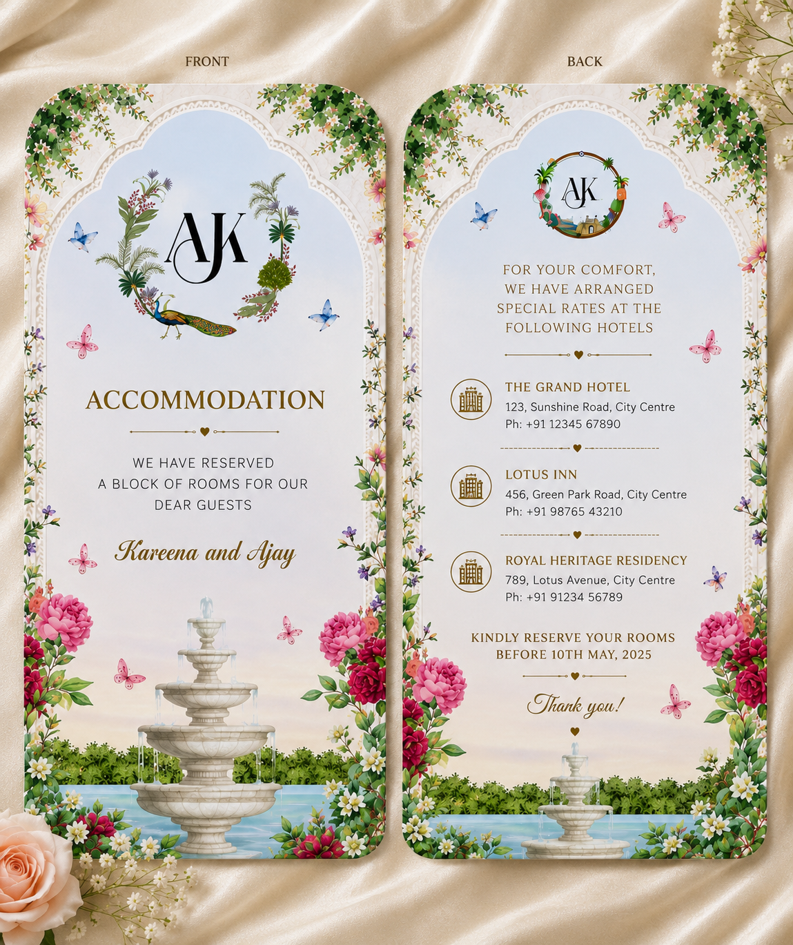 Wedding Accommodation Card | Personalized Hotel Information Card | Custom Wedding Guest Stay Card