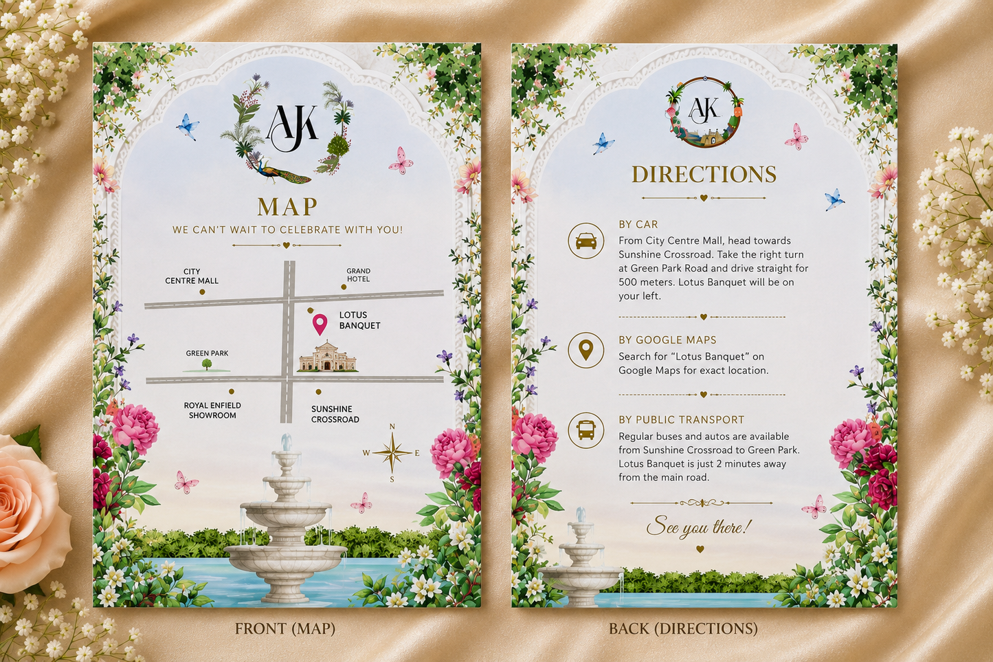 Wedding Map & Directions Card | Custom Wedding Venue Location Card | Personalized Wedding Guest Information Card