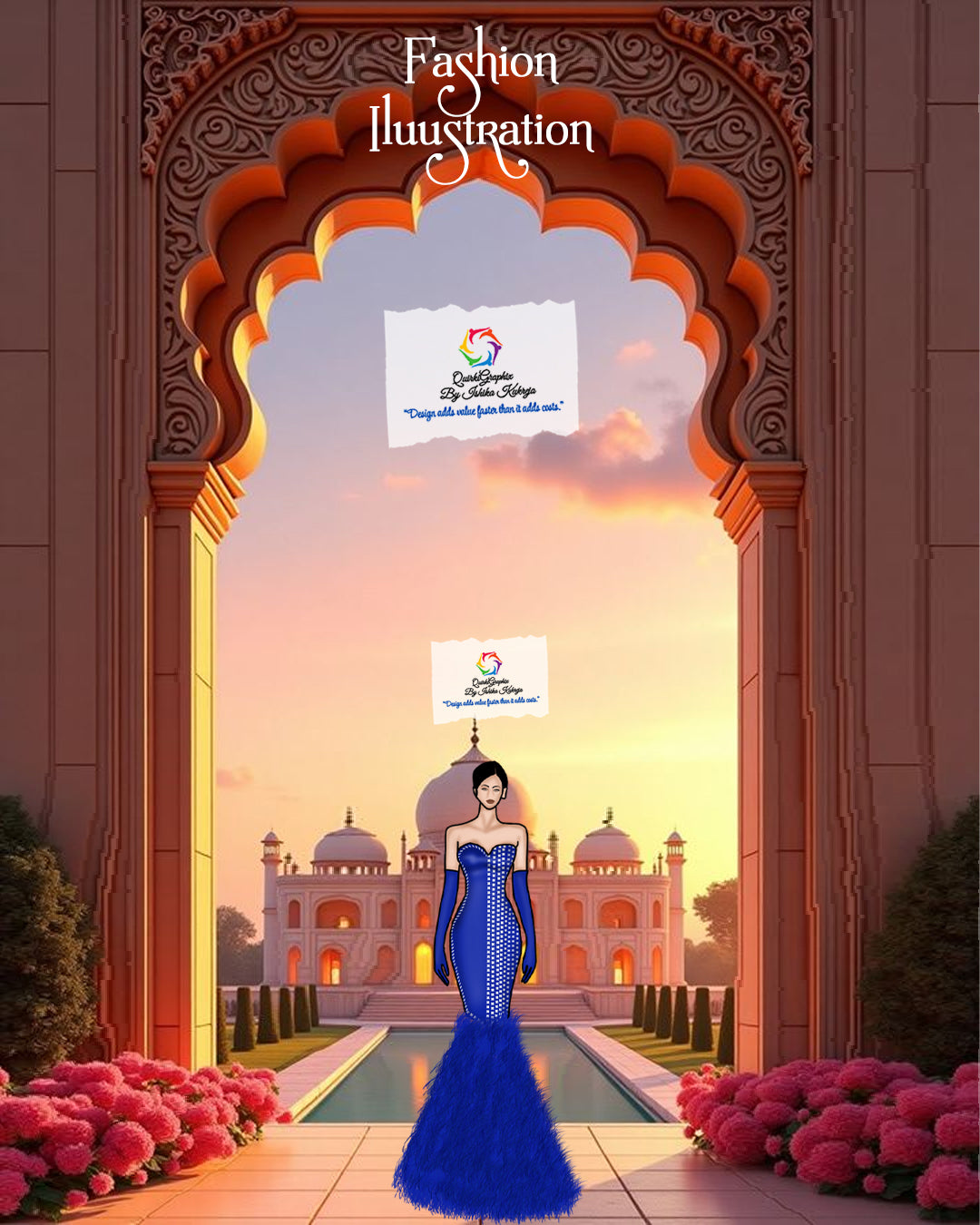 Royal Blue Couture Gown Illustration