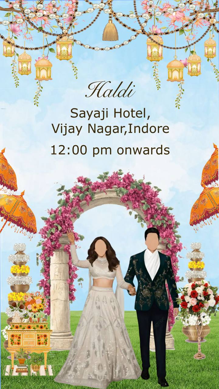 Elegant Haldi Static Wedding E-Invite | Personalized Digital Invitation | PDF + JPG