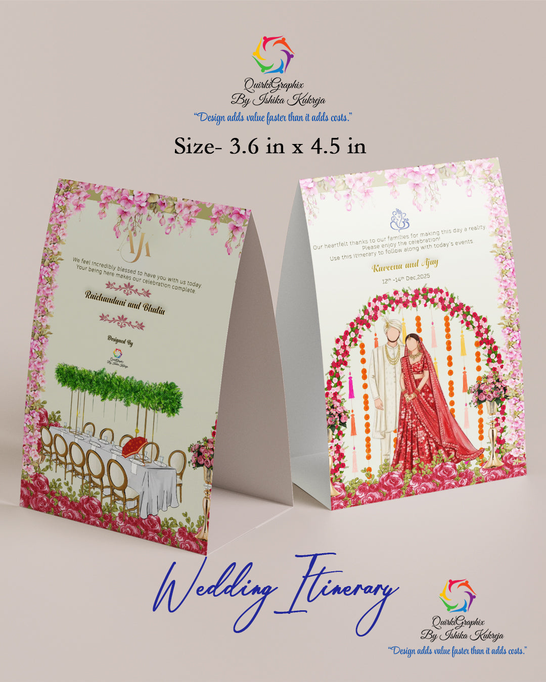 Personalized Wedding Itinerary Table Tent | Custom Wedding Schedule Card | Wedding Weekend Timeline | Table Tent Sign