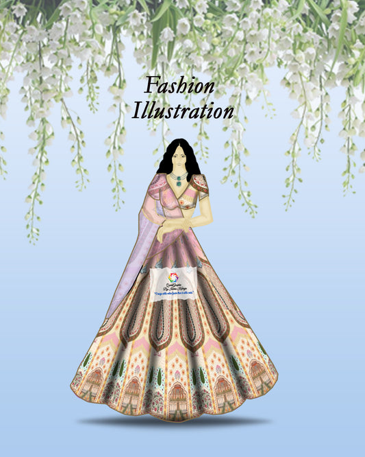 Architectural Heritage Lehenga Illustration