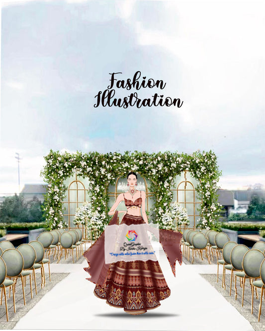 Luxury Bridal Lehenga Illustration