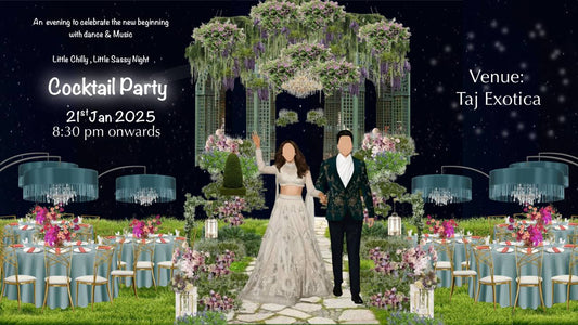 Luxury Cocktail Party Static Wedding E-Invite Personalized Digital Invitation | JPG + PDF