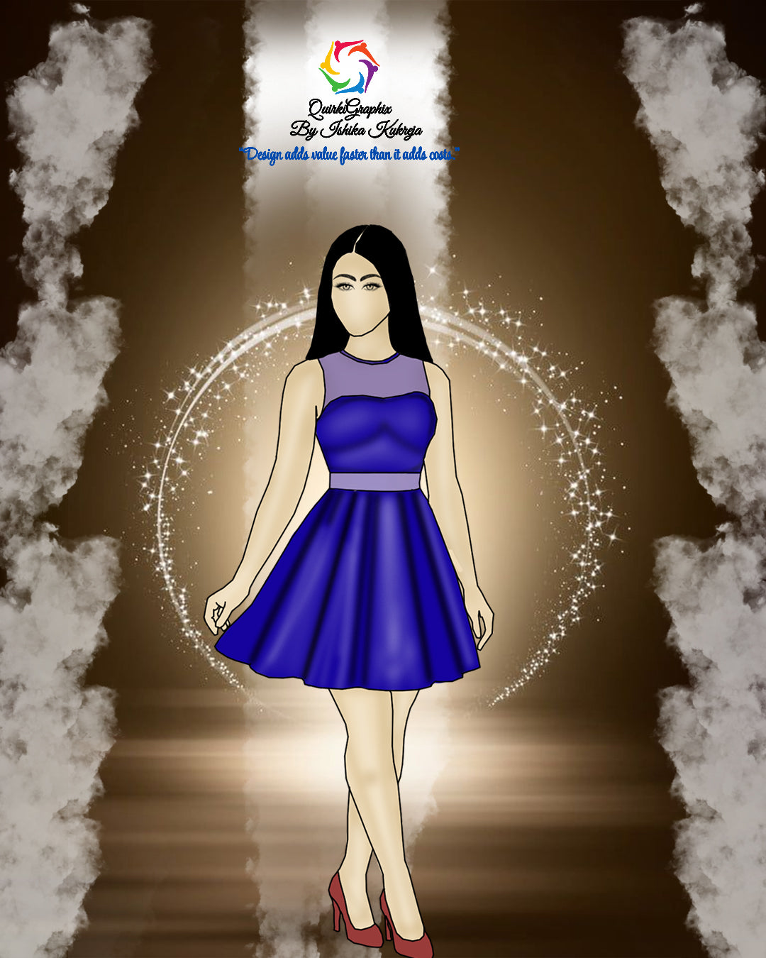 Modern Cocktail Dress Fashion Illustration