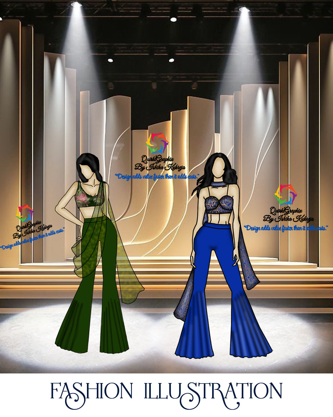 Contemporary Indo-Western Co-Ord Illustration