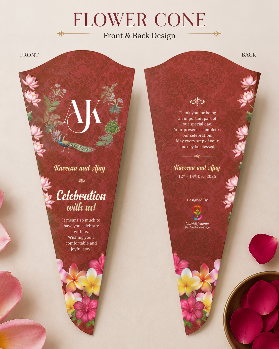 Personalized Wedding Flower Cone