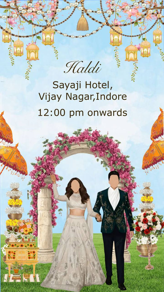 Elegant Haldi Static Wedding E-Invite | Personalized Digital Invitation | PDF + JPG