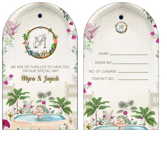 Floral Fountain Wedding Luggage Tag