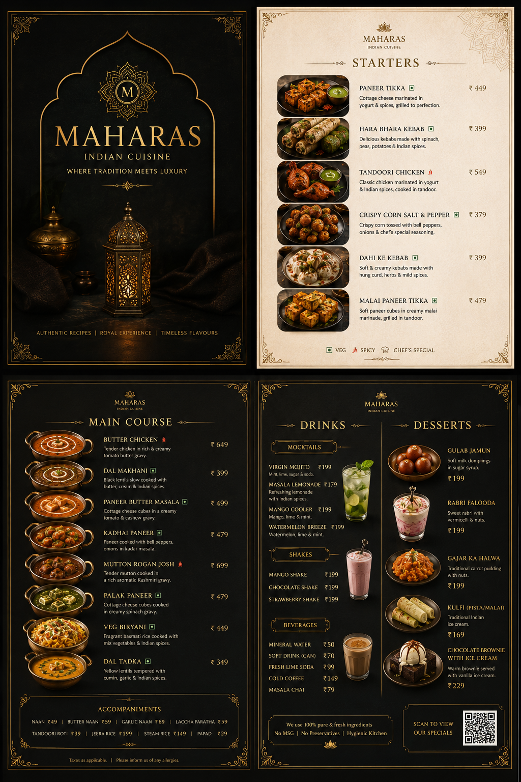 Menu Design | Luxury Restaurant Menu Designs