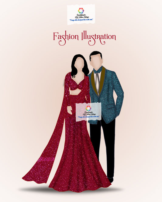 Custom Couple Fashion Illustration – Premium Couture Edition