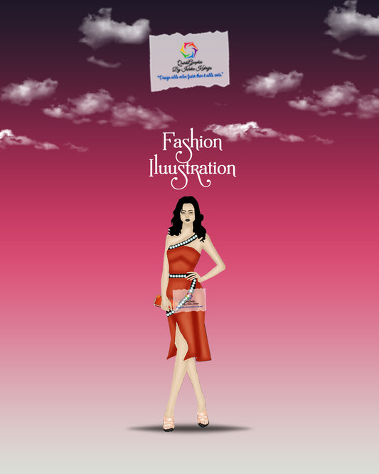 Scarlet Cocktail Dress Fashion Illustration