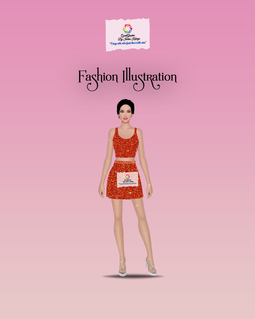 Sparkling Sunset Co-Ord Fashion Illustration