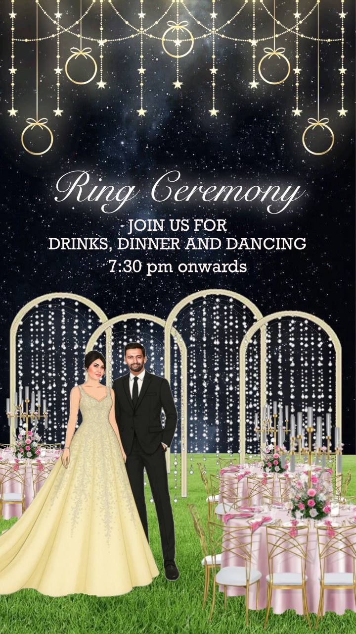 Elegant Ring Ceremony Static E-Invite Personalized Digital Invitation | JPG + PDF