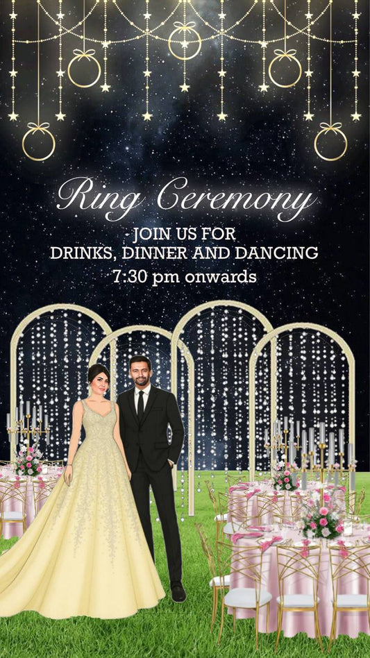 Elegant Ring Ceremony Static E-Invite Personalized Digital Invitation | JPG + PDF