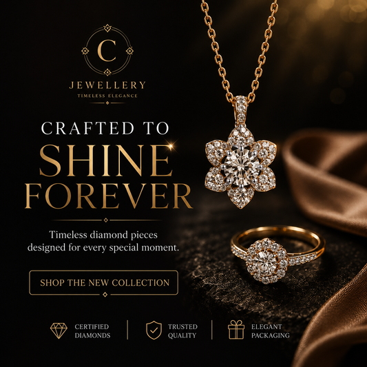 Luxury Floral Diamond Pendant & Ring Set | Social Media Posts