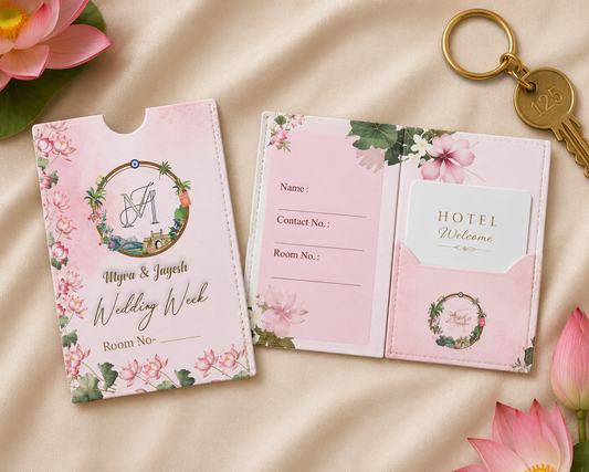 Personalized Wedding Hotel Key Card Holder (Premium Bifold Design)