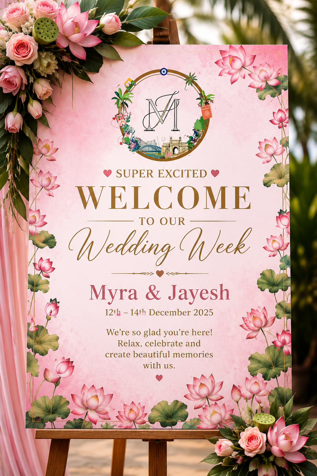 Personalized Wedding Welcome Board | Luxury Destination Wedding Sign