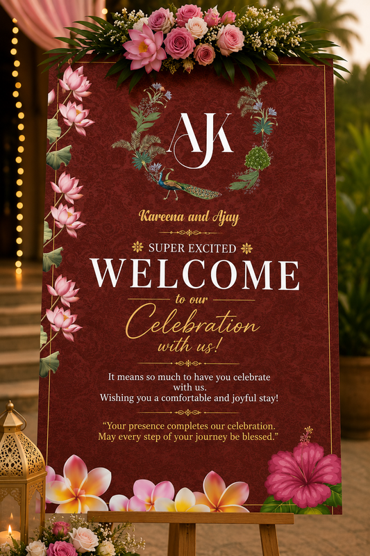 Luxury Wedding Welcome Board | Kareena & Ajay